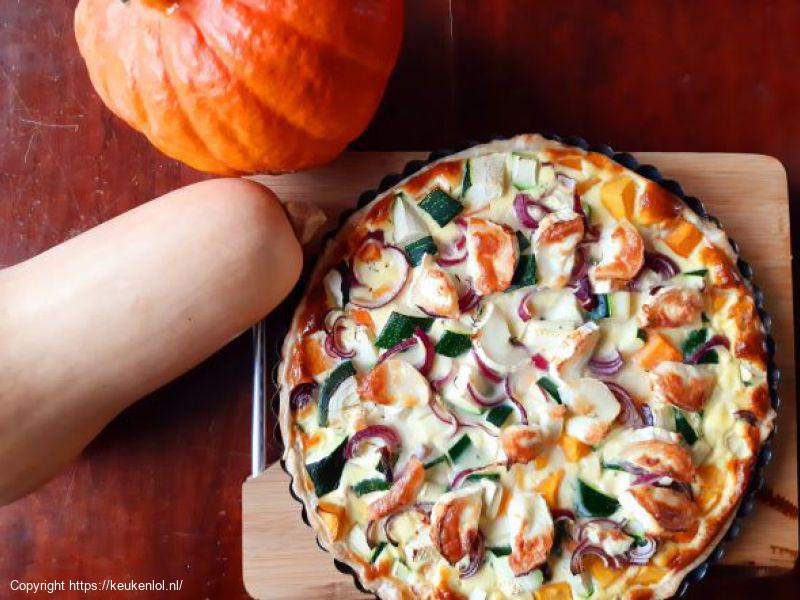 Pompoenquiche met courgette en geitenkaas