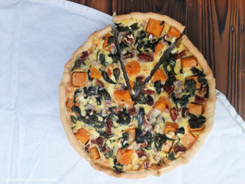Pompoen spinazie quiche
